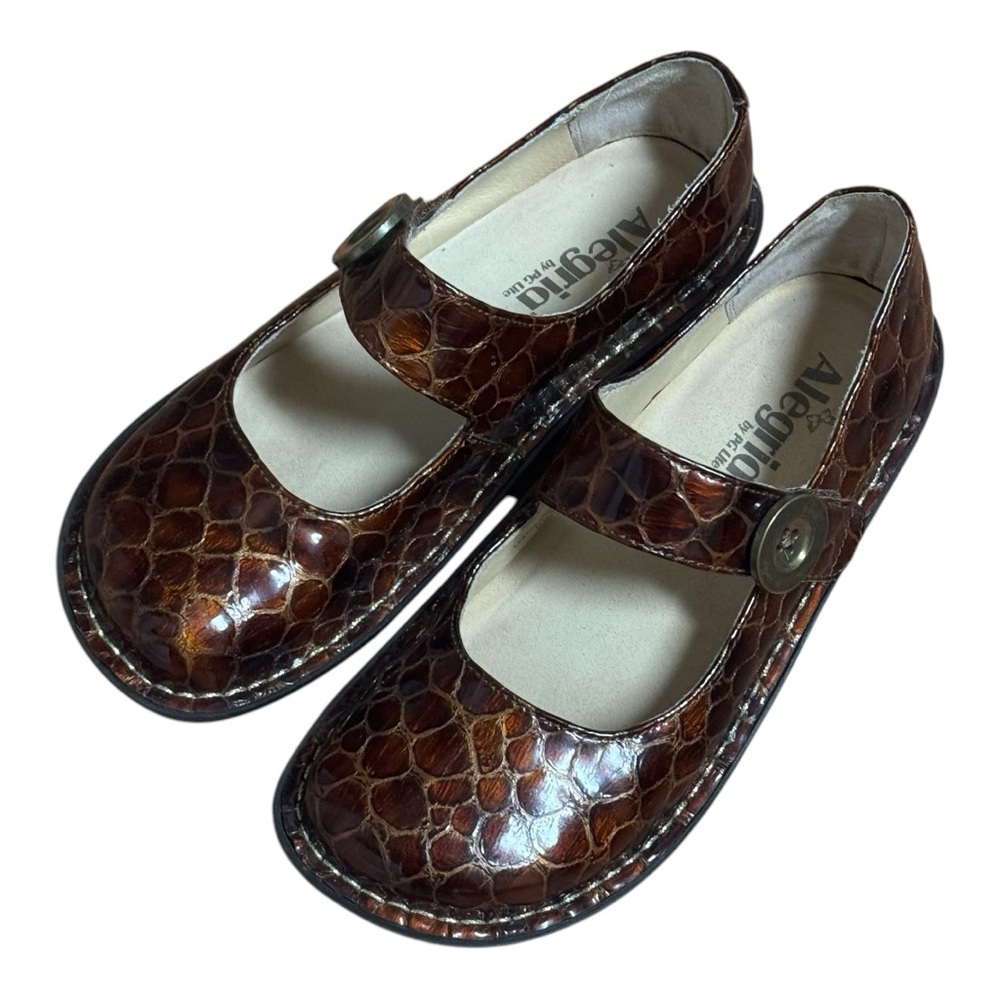 Alergria by PG Lite PAL 802 Choco Crocco Copper Brown Size 37 Women's Mary Jane